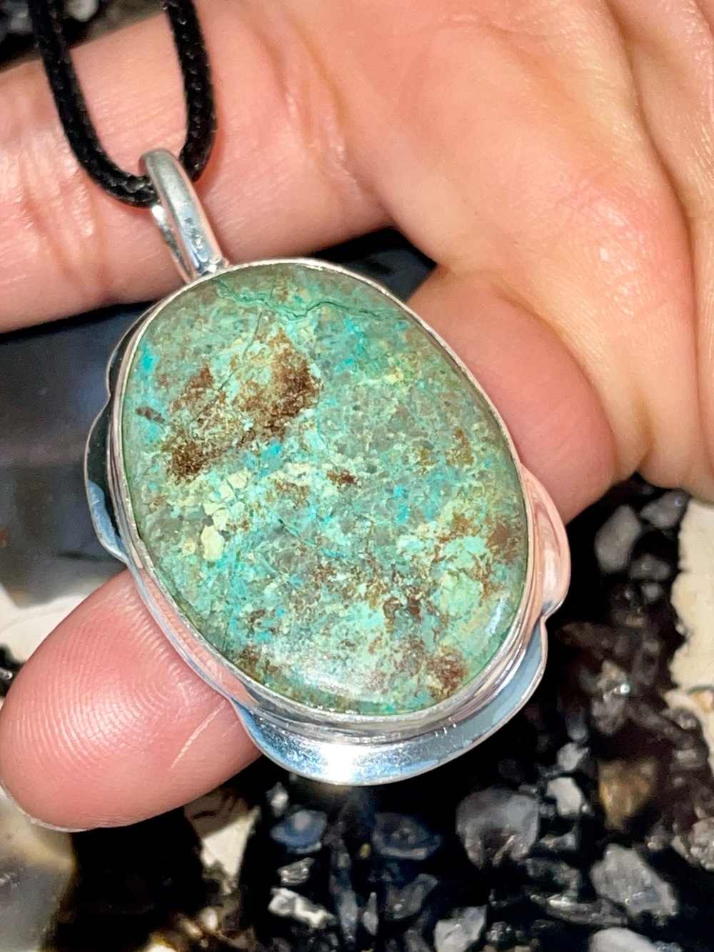Chrysocolla- Shattuckite Crystal Pendant 2” - Picture 9 of 17